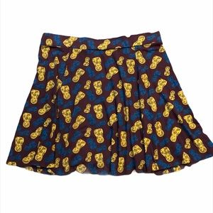 MODBE Burgundy Nesting Doll Mini Skater Skirt